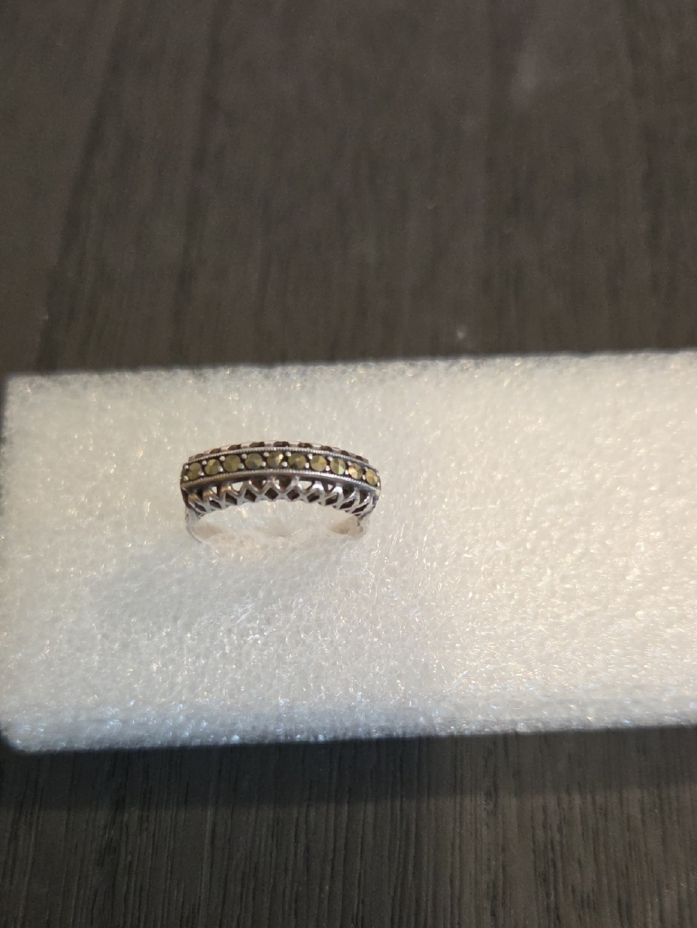 Sterling Silver Marcasite Band Ring 800, Sz 6.5
